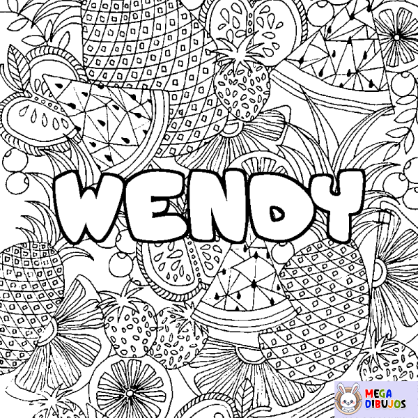 Coloración del nombre WENDY - decorado mandala de frutas