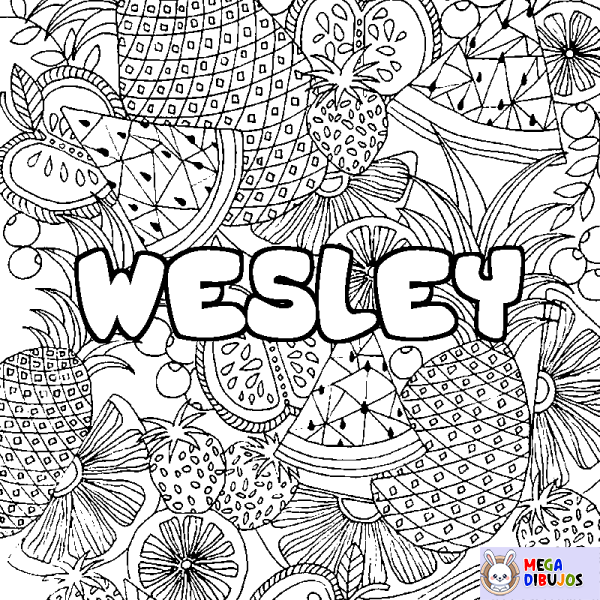 Coloración del nombre WESLEY - decorado mandala de frutas