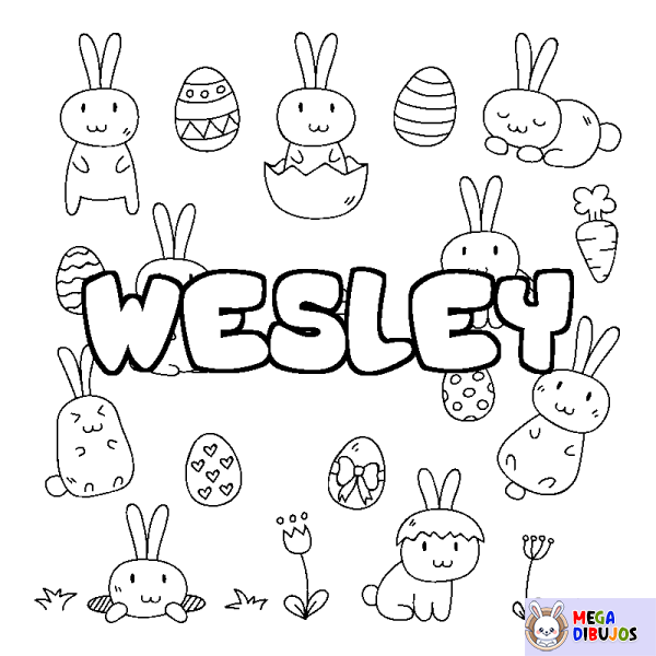 Coloración del nombre WESLEY - decorado Pascua