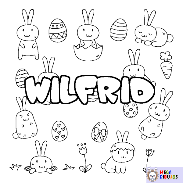 Coloración del nombre WILFRID - decorado Pascua