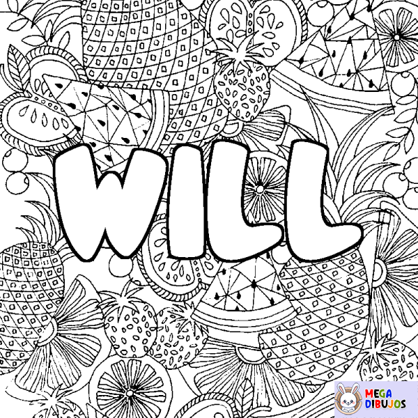 Coloración del nombre WILL - decorado mandala de frutas