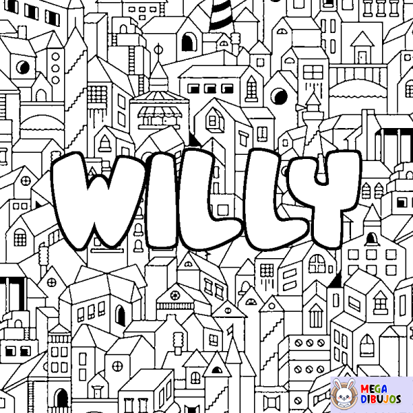 Coloración del nombre WILLY - decorado ciudad