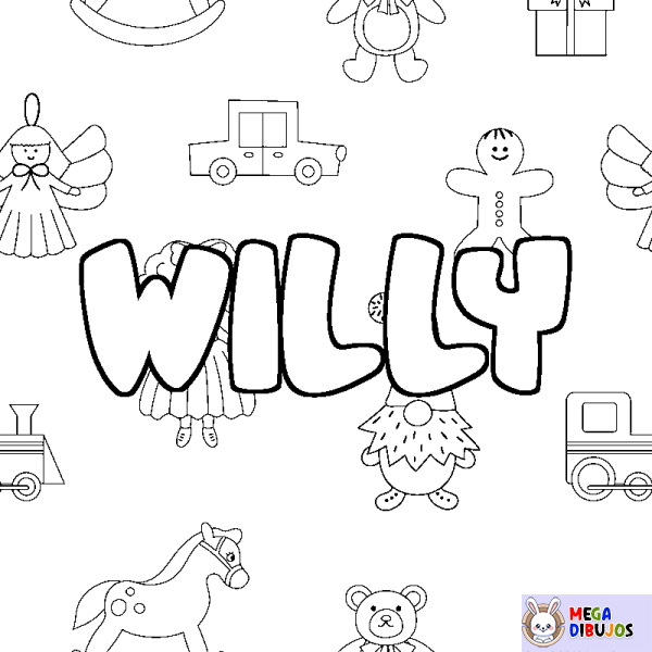 Coloración del nombre WILLY - decorado juguetes