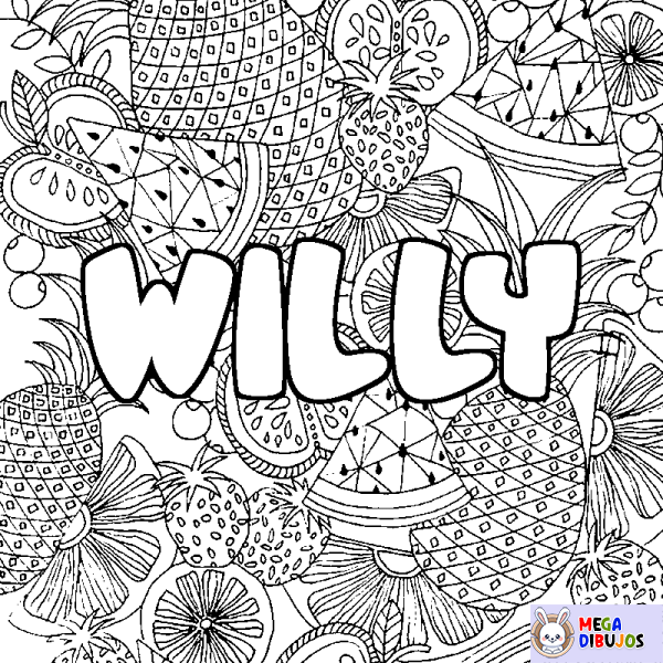 Coloración del nombre WILLY - decorado mandala de frutas