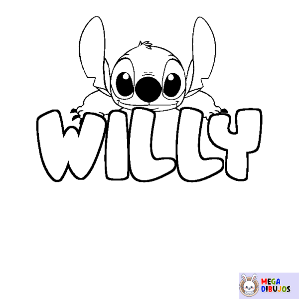 Coloración del nombre WILLY - decorado Stitch