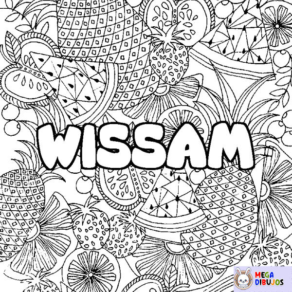 Coloración del nombre WISSAM - decorado mandala de frutas