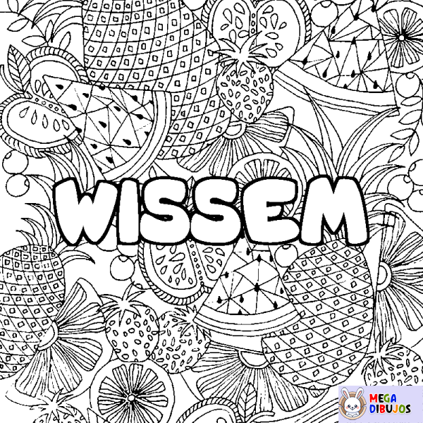 Coloración del nombre WISSEM - decorado mandala de frutas