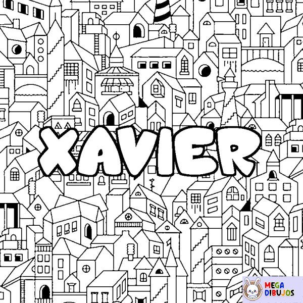 Coloración del nombre XAVIER - decorado ciudad