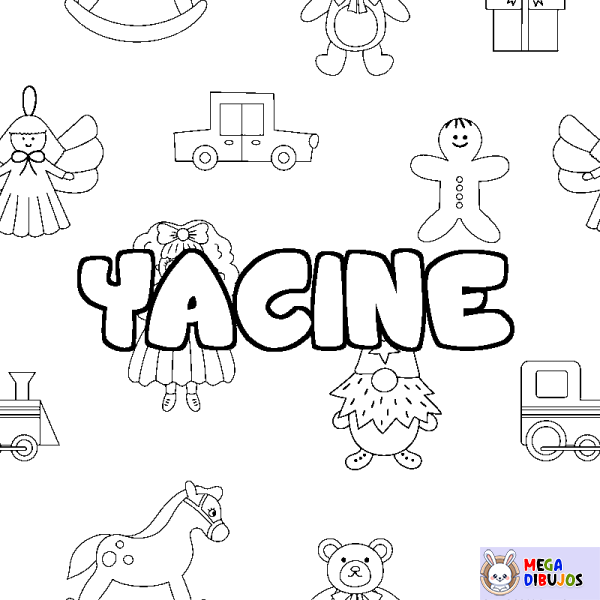 Coloración del nombre YACINE - decorado juguetes