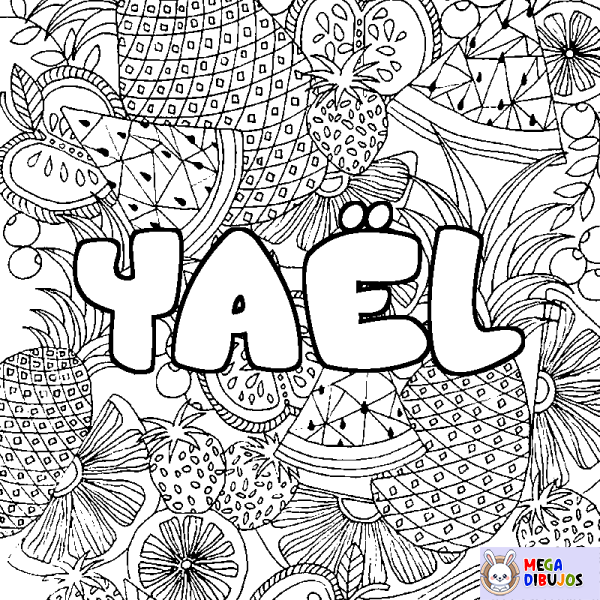 Coloración del nombre YA&Euml;L - decorado mandala de frutas