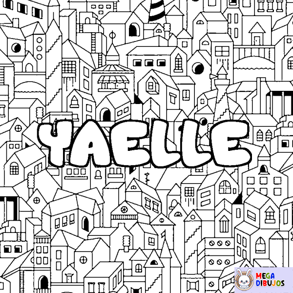 Coloración del nombre YAELLE - decorado ciudad