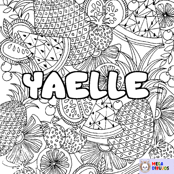 Coloración del nombre YAELLE - decorado mandala de frutas