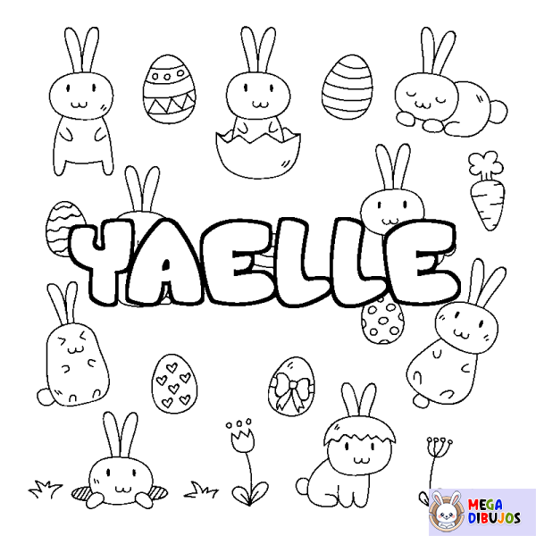 Coloración del nombre YAELLE - decorado Pascua