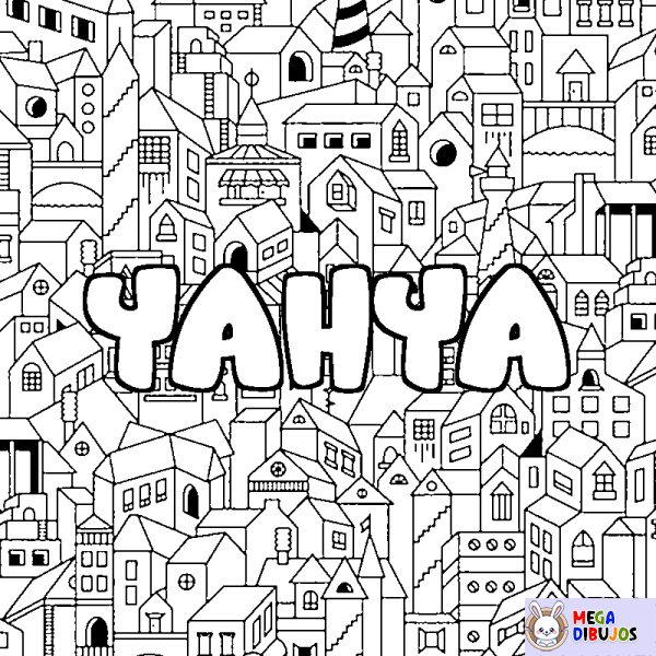 Coloración del nombre YAHYA - decorado ciudad