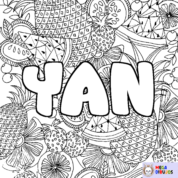 Coloración del nombre YAN - decorado mandala de frutas