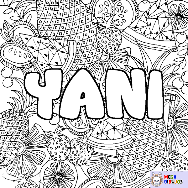 Coloración del nombre YANI - decorado mandala de frutas