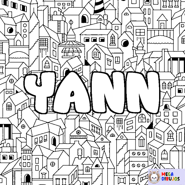 Coloración del nombre YANN - decorado ciudad