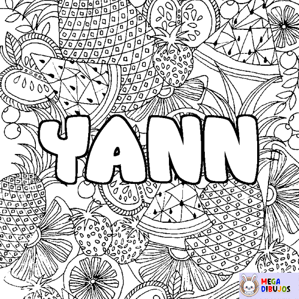 Coloración del nombre YANN - decorado mandala de frutas