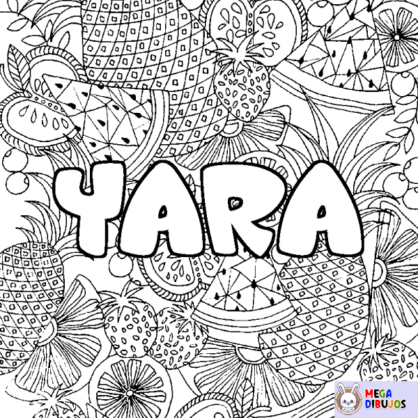 Coloración del nombre YARA - decorado mandala de frutas