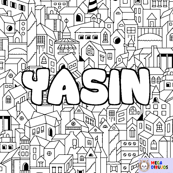 Coloración del nombre YASIN - decorado ciudad