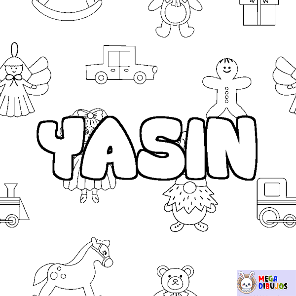 Coloración del nombre YASIN - decorado juguetes