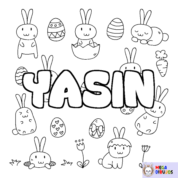 Coloración del nombre YASIN - decorado Pascua