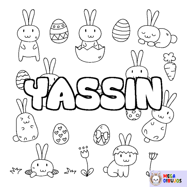 Coloración del nombre YASSIN - decorado Pascua