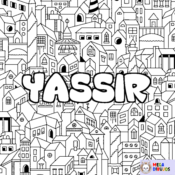 Coloración del nombre YASSIR - decorado ciudad