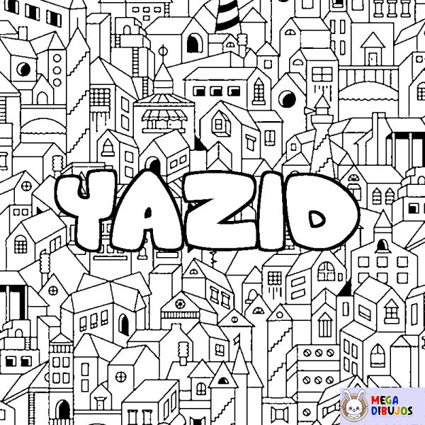 Coloración del nombre YAZID - decorado ciudad