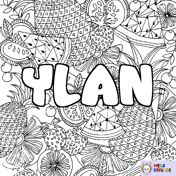 Coloración del nombre YLAN - decorado mandala de frutas