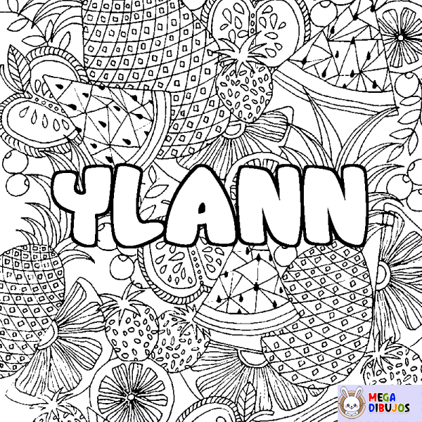 Coloración del nombre YLANN - decorado mandala de frutas