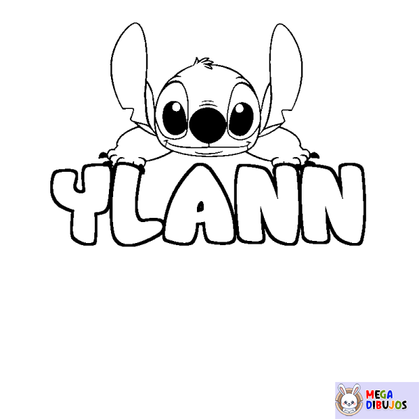 Coloración del nombre YLANN - decorado Stitch