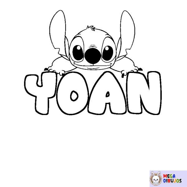 Coloración del nombre YOAN - decorado Stitch