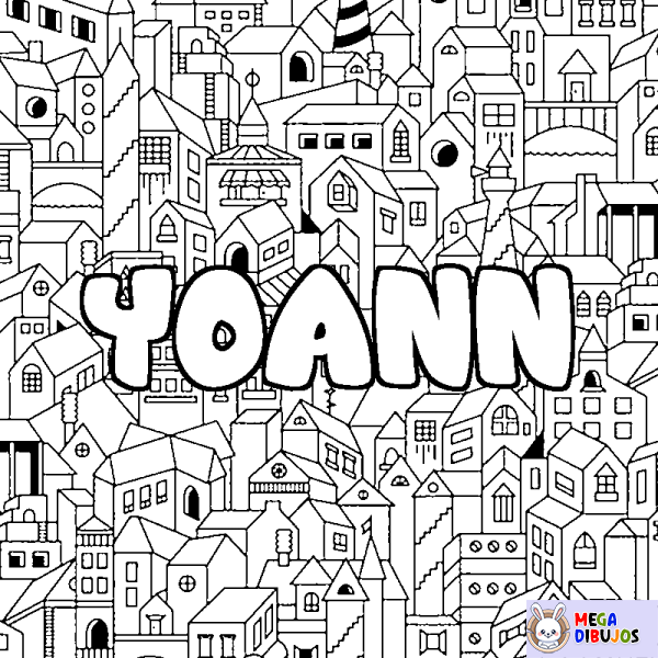 Coloración del nombre YOANN - decorado ciudad