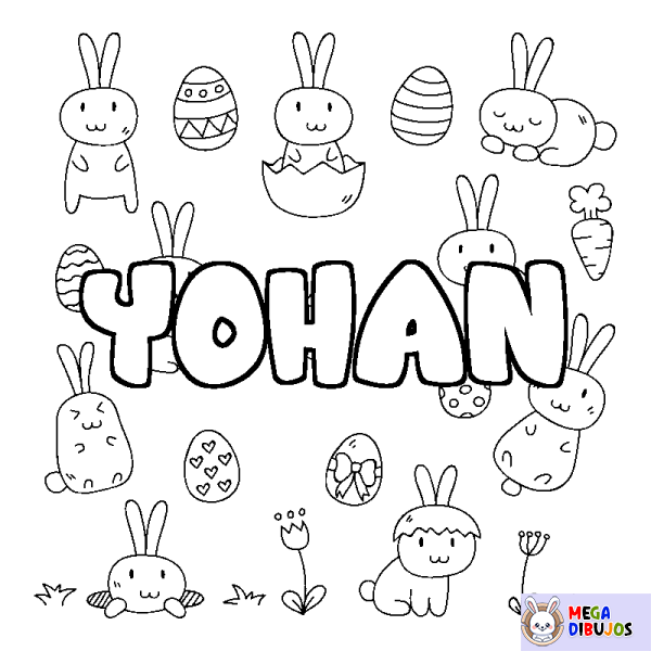 Coloración del nombre YOHAN - decorado Pascua