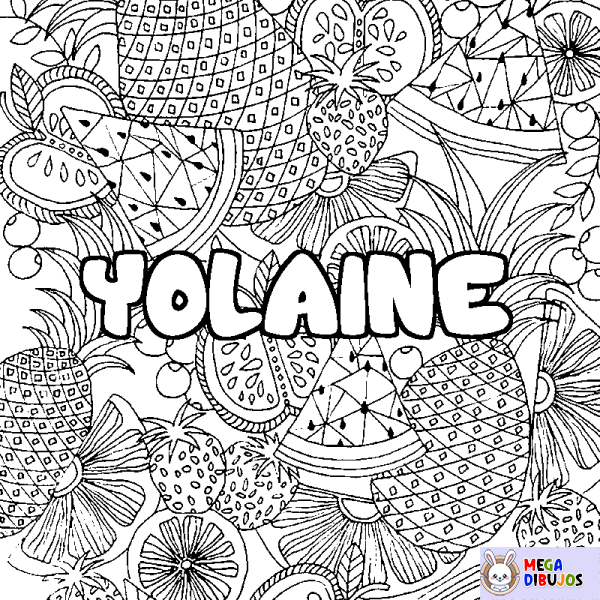 Coloración del nombre YOLAINE - decorado mandala de frutas