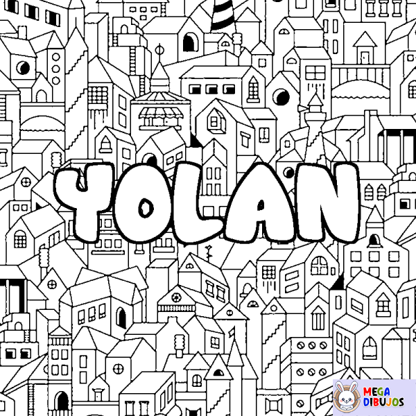 Coloración del nombre YOLAN - decorado ciudad