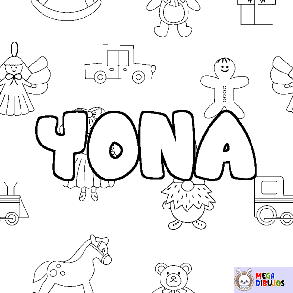 Coloración del nombre YONA - decorado juguetes