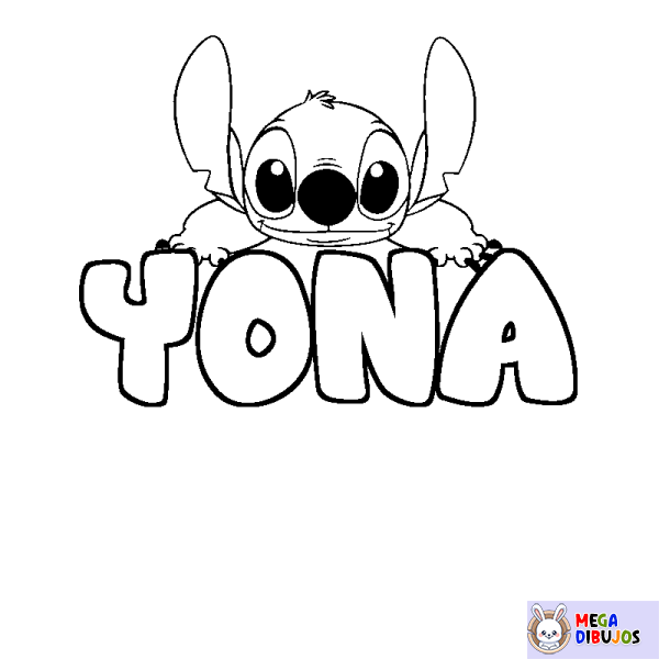 Coloración del nombre YONA - decorado Stitch