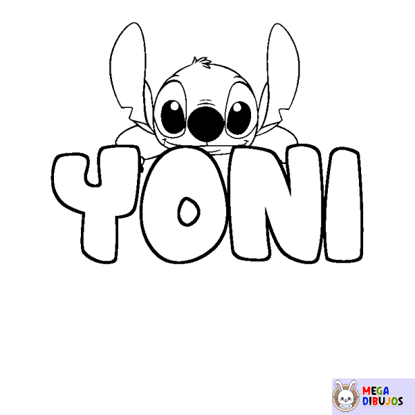 Coloración del nombre YONI - decorado Stitch