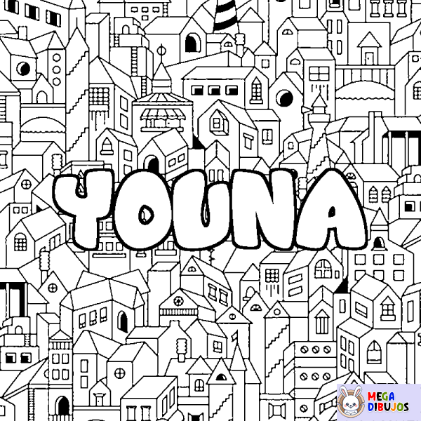 Coloración del nombre YOUNA - decorado ciudad