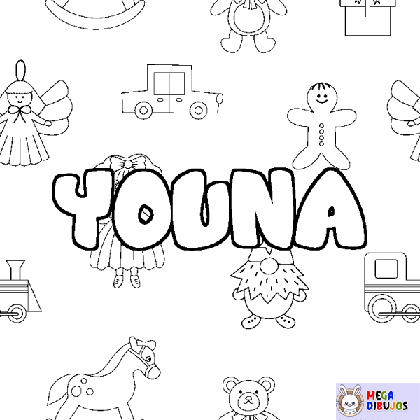 Coloración del nombre YOUNA - decorado juguetes