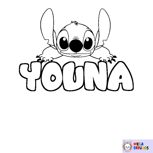 Coloración del nombre YOUNA - decorado Stitch