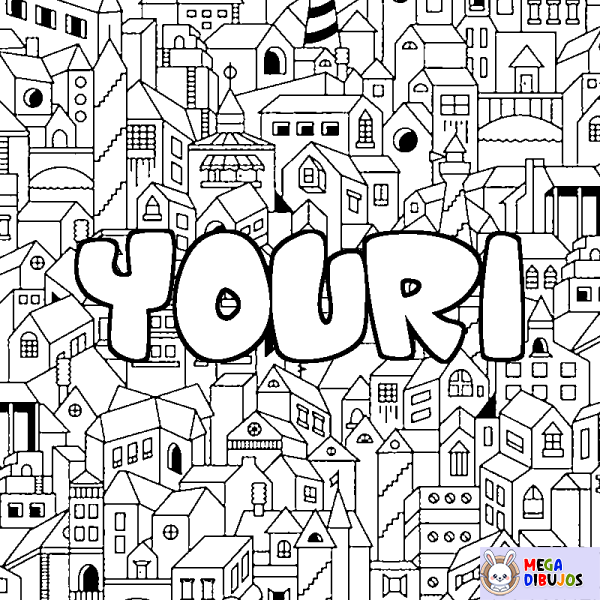 Coloración del nombre YOURI - decorado ciudad