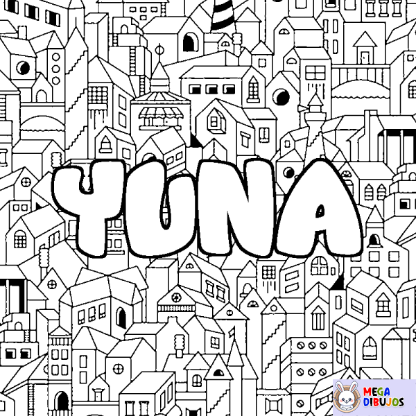 Coloración del nombre YUNA - decorado ciudad