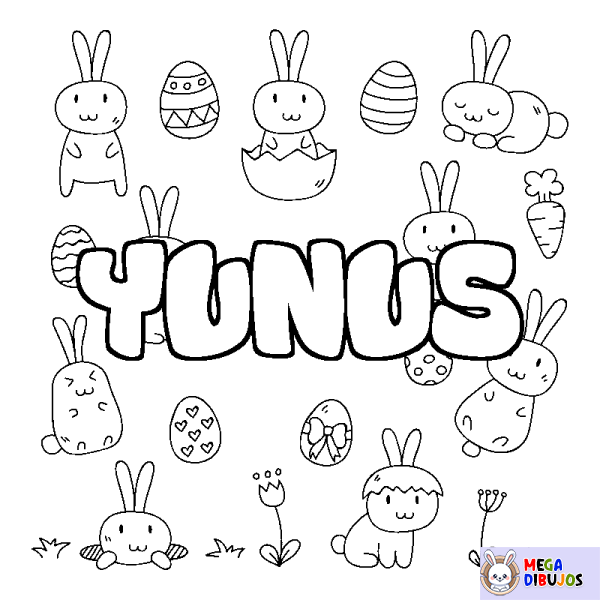 Coloración del nombre YUNUS - decorado Pascua