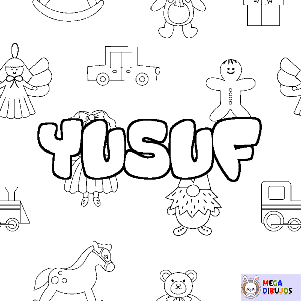 Coloración del nombre YUSUF - decorado juguetes