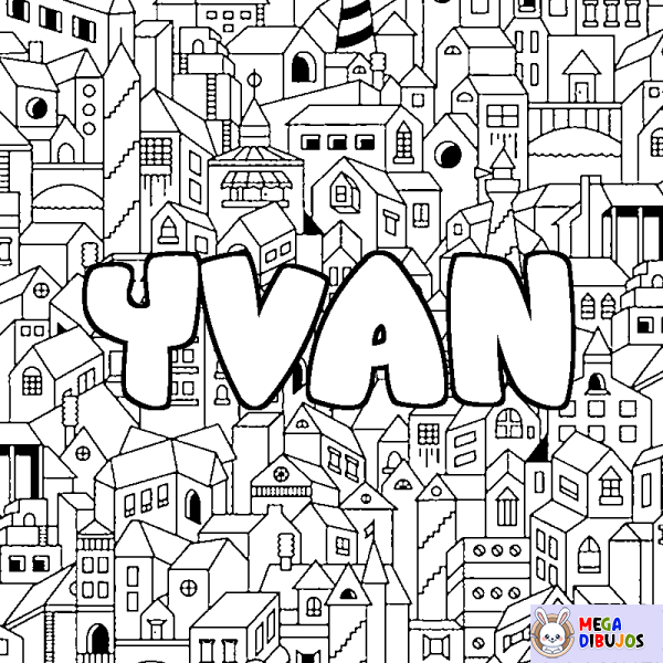 Coloración del nombre YVAN - decorado ciudad