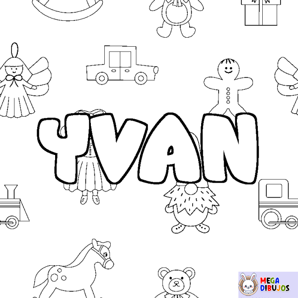 Coloración del nombre YVAN - decorado juguetes