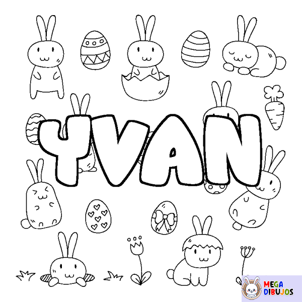 Coloración del nombre YVAN - decorado Pascua